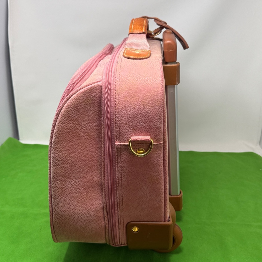 Bric's Pink Pebbled Suede Rolling Luggage Bag - Picture 8 of 15